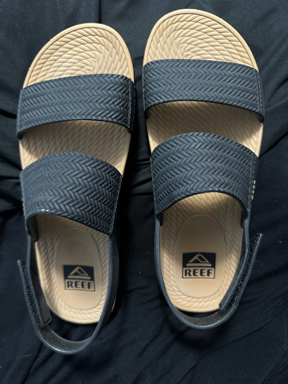REEF Water Vista Black Tan Sandals Size 8 Waterproof Beach Slides